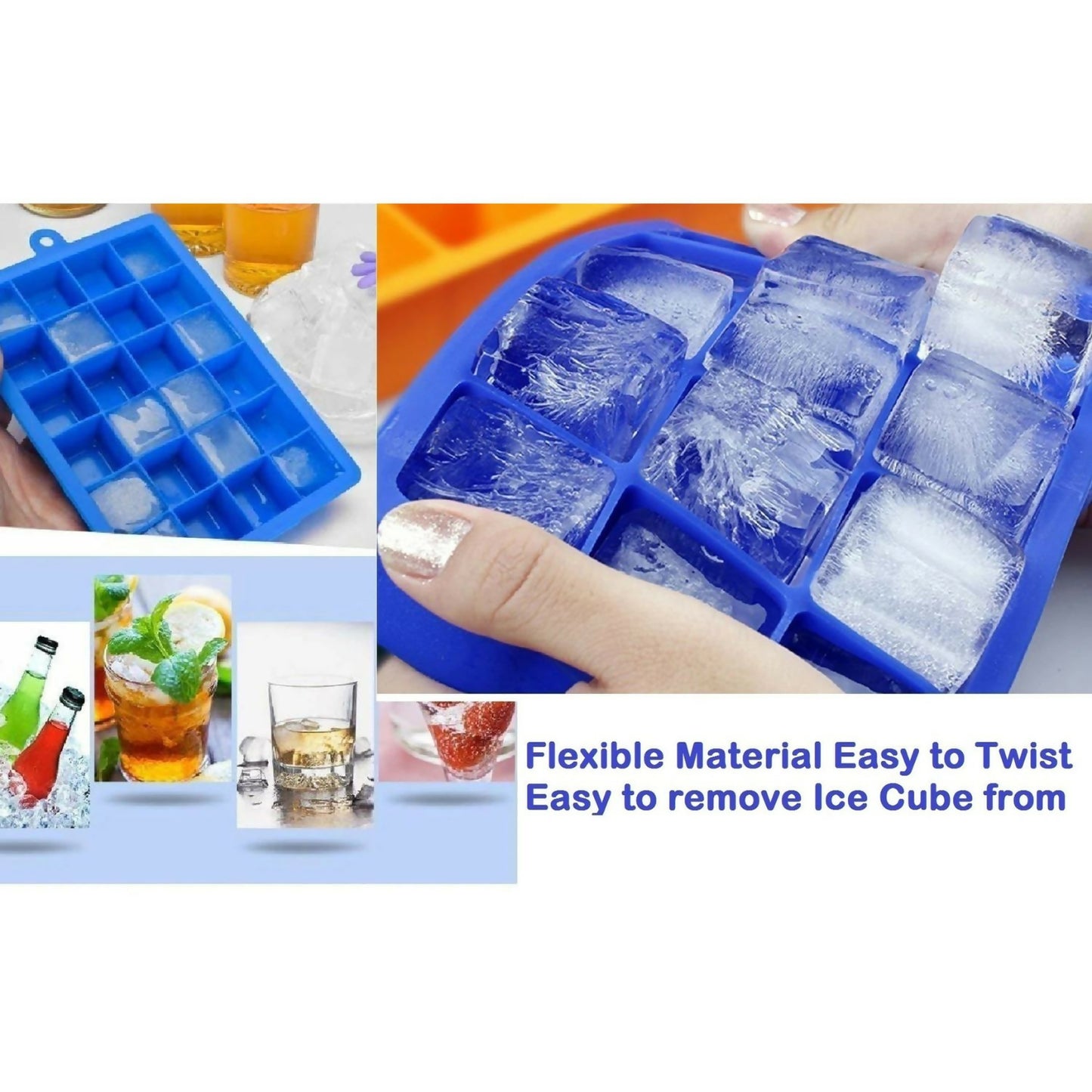 Silicon Square Shape 24 Cavity Ice Cube Trays