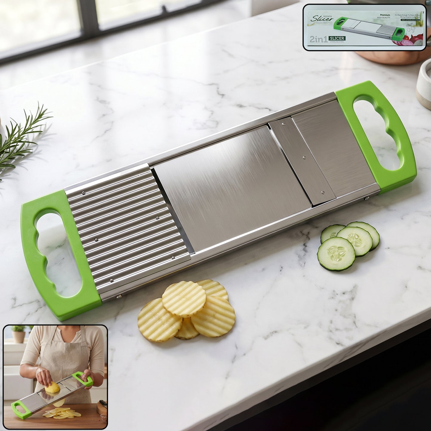 2 in 1 Potato Slicer used in all kinds of household kitchen