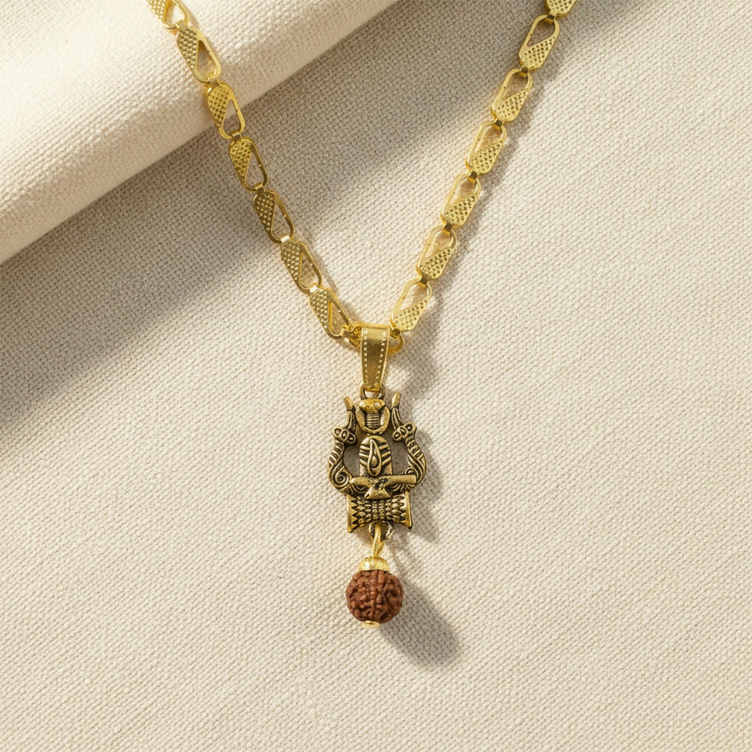 Trishul Shivling Chain Pendant Rudraksha Drop