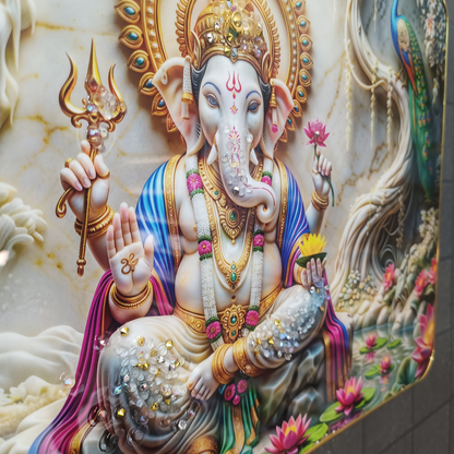 Premium Lord Ganesha Wall Art Frame | Luxury Golden Frame Home Decor