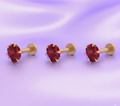 Rose Gold Plated Ruby Red AD Labret Stud Earrings for women and girls Combo Pack of 3