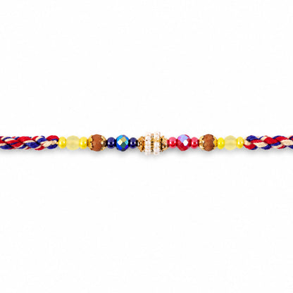 Rainbow Beaded Charm Rakhi with Colorful Festive Style and Playful Bracelet Look