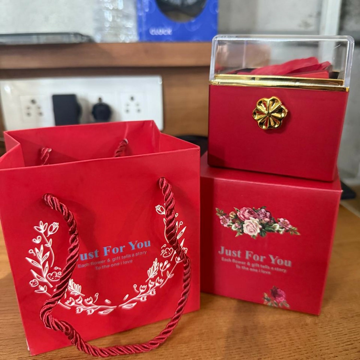 Luxury Rose Gift Box With Gift Bag | Romantic Just For You Surprise Gift Set