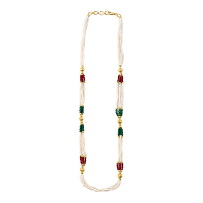 Elegant gold accents on handmade mala necklace