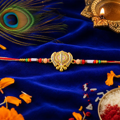 Khanda Rakhi for Brother Multicolor Enamel & Stone Design (10pcs)