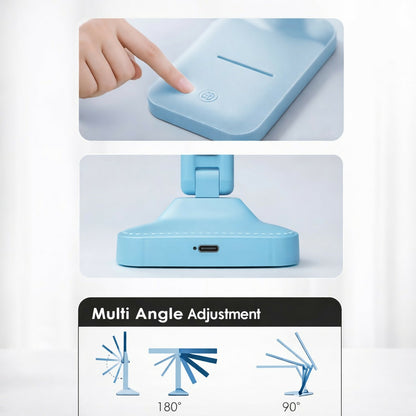 Blue LED study lamp in a modern home office setting