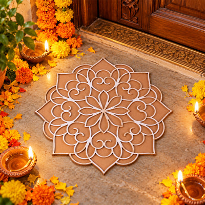 Multicolor Flower Rangoli Stencil Board for Diwali and Traditional Decor