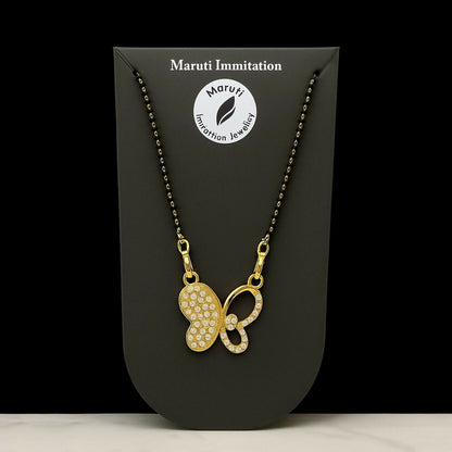 Elegant Gold-Toned Butterfly Design Mangalsutra with Sparkling Stone Pendant