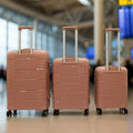 Polycarbonate Hard Trolley Luggage Set – Lightweight & Durable 3-Pc Rose