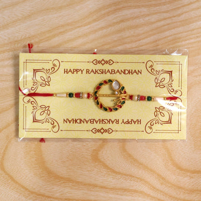 Krishna Flute Rakhi Traditional Design with Colorful Leaf Beads (10pcs)