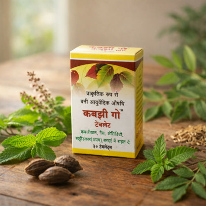Kabbzi Go Ayurvedic Digestive Tablets – Natural Herbal Formula for Gas, Acidity & Indigestion Relief (30 Tab.)