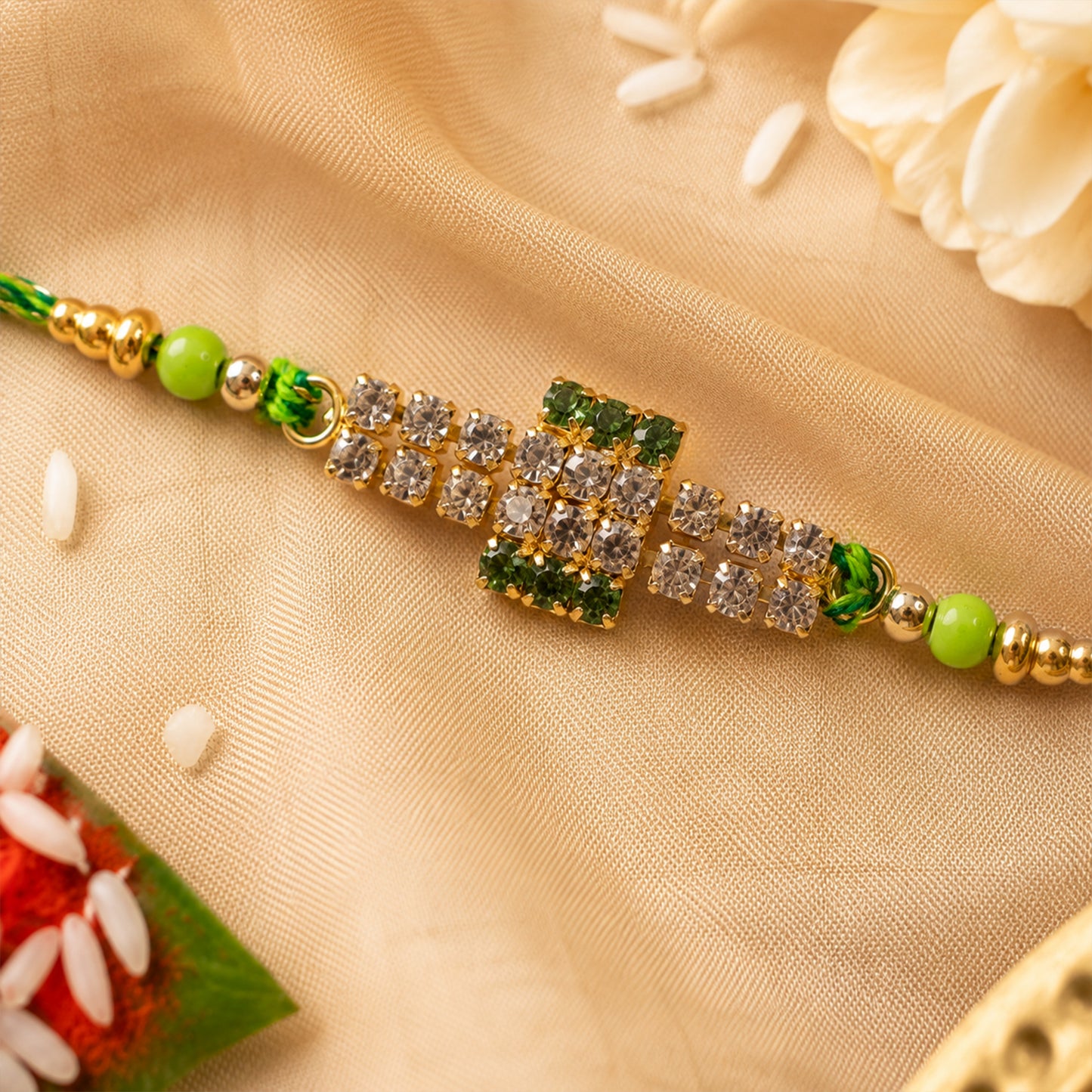 Broad Stone Panel Rakhi with Dazzling AD Sparkle (Pack of 6)