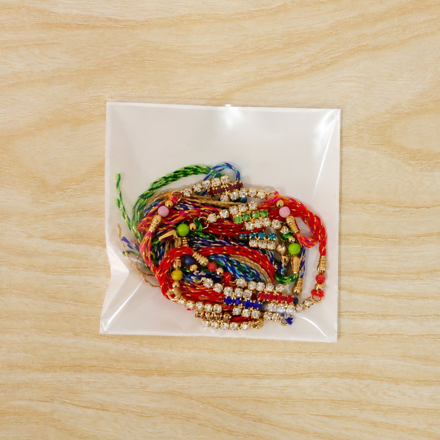 Slim Rectangular Stone Rakhi for Brother Gifting (Pack of 6)