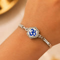 Om Charm Crystal Studded Enamel Silver Chain Designer Rakhi