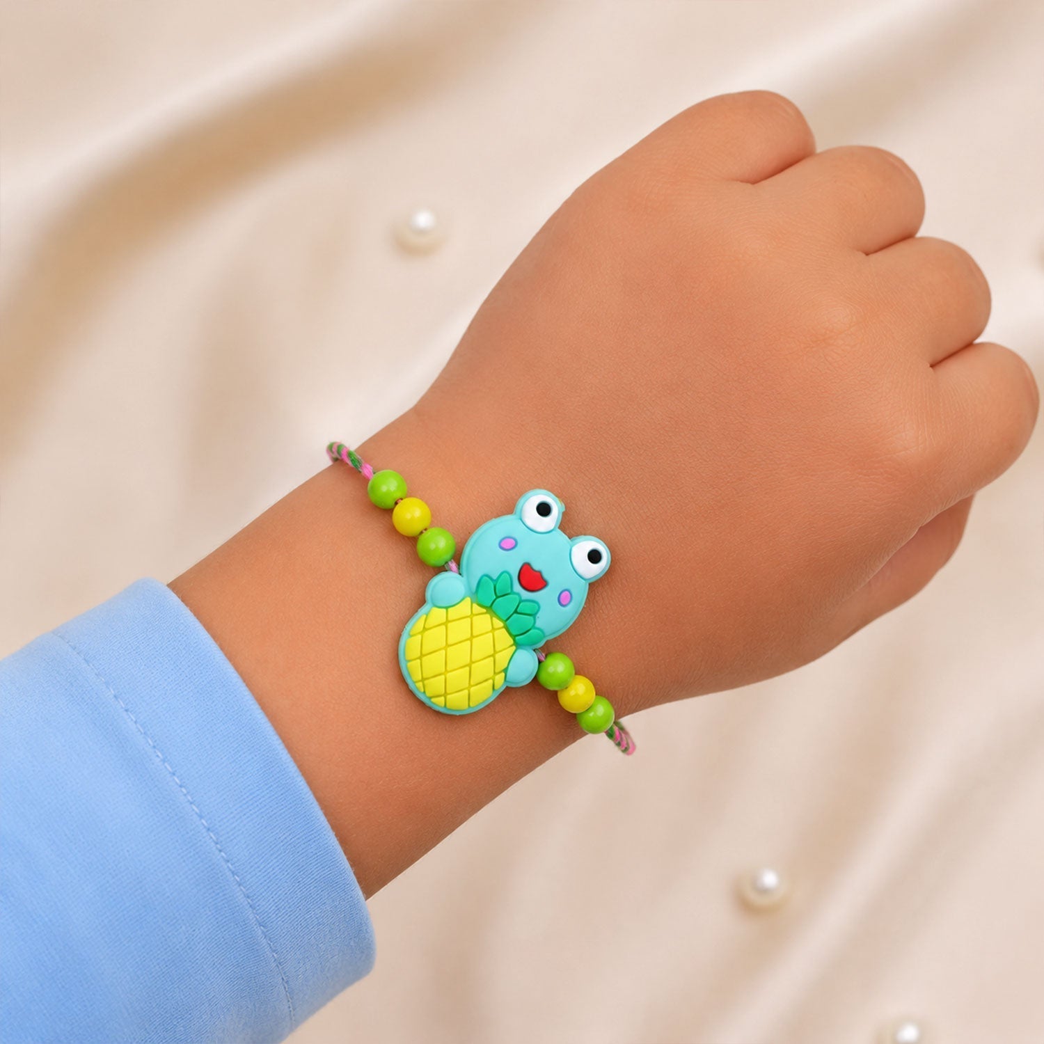 Frog Character Kids Beaded Thread Rakhi for Brother (5pcs)