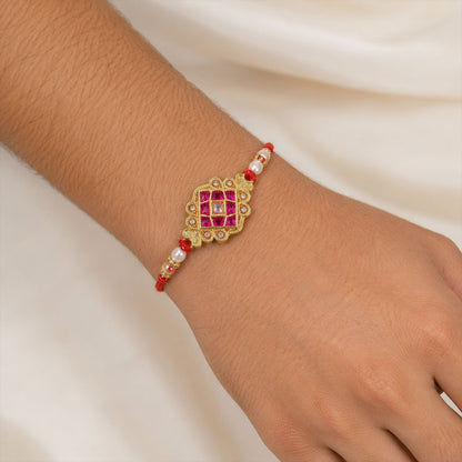 Kundan Beaded Floral Rakhi for Raksha Bandhan Gift (5pcs)