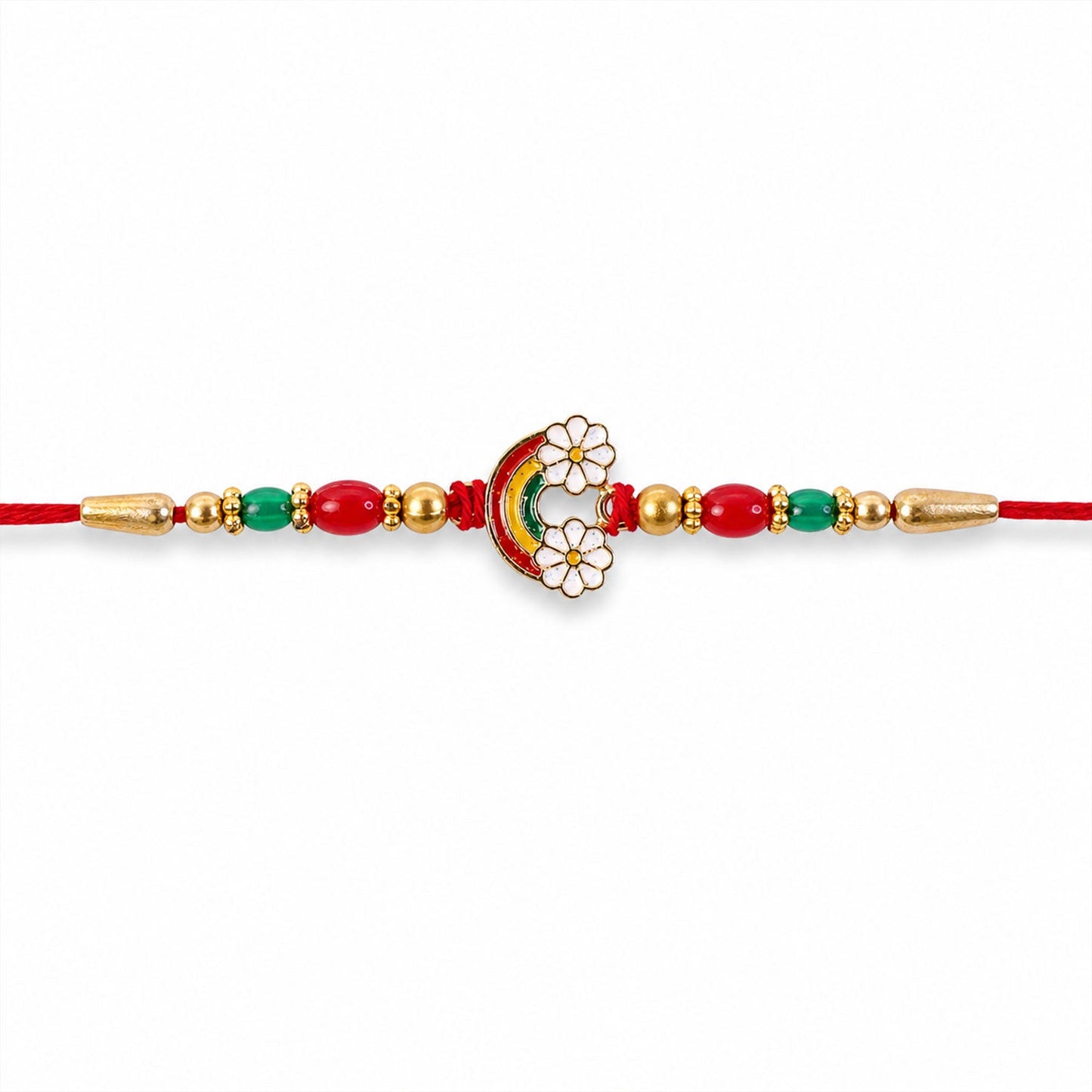 Rainbow Flower Rakhi Enamel Beadwork for Brother (10pcs)
