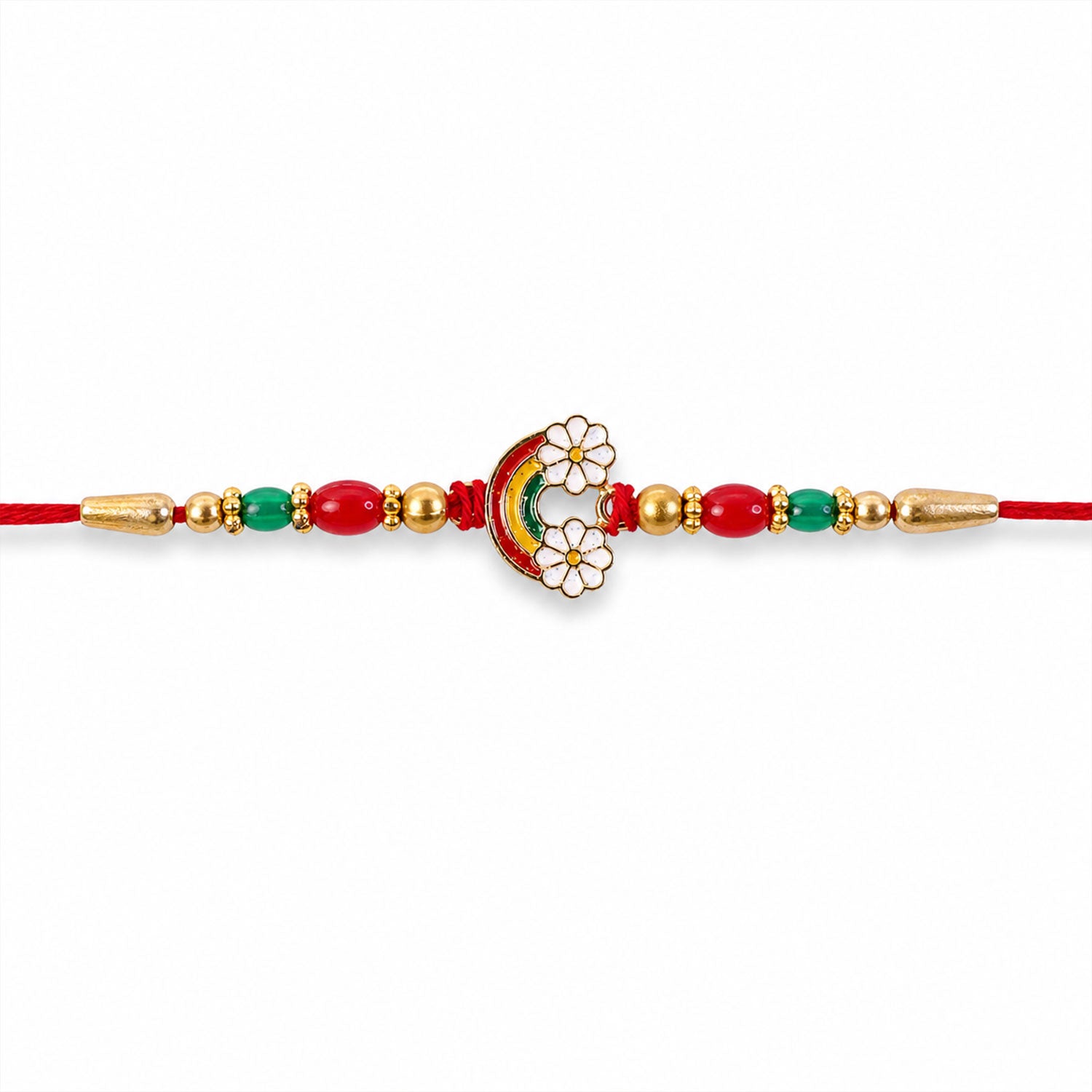 Rainbow Flower Rakhi Enamel Beadwork for Brother (10pcs)