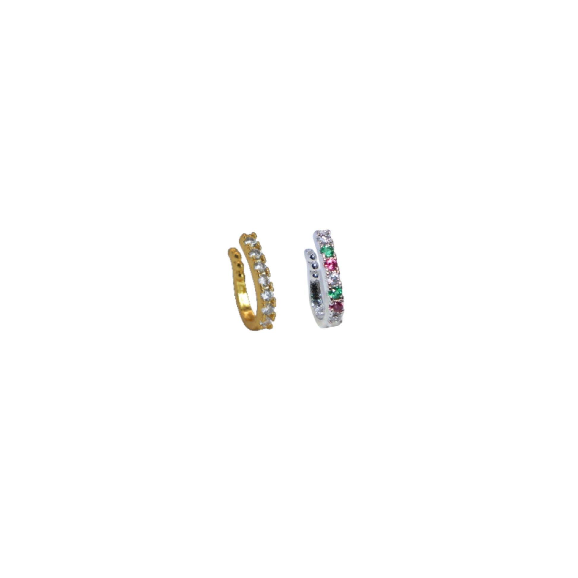 No-Piercing Gemstone Nose Cuff | Silver & Gold Options Combo Pack of 2