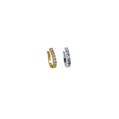 No-Piercing Gemstone Nose Cuff | Silver & Gold Options Combo Pack of 2