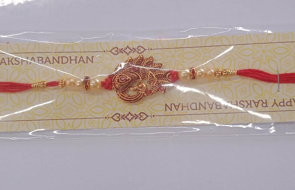 Peacock Rakhi Pearl Beads Festive Bracelet (5pcs)