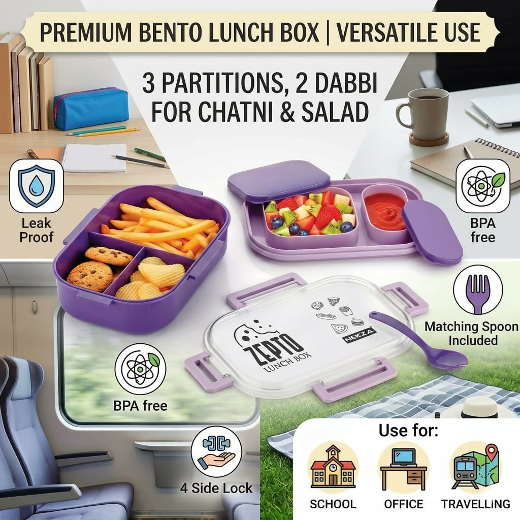 Open view of ZEPTO Bento Lunch Box compartments