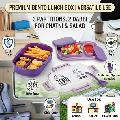 Open view of ZEPTO Bento Lunch Box compartments