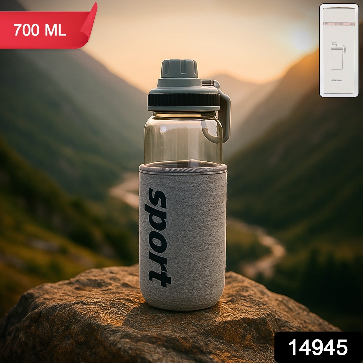 Sports Water Bottle with Protective Sleeve - (1 Pc / 700 ML)