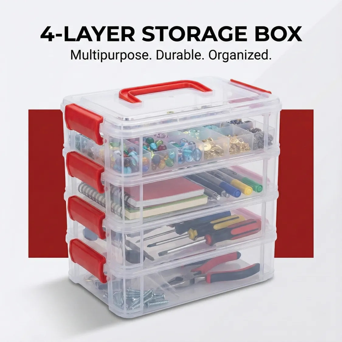4-Layer Transparent Multipurpose Plastic Storage Box
