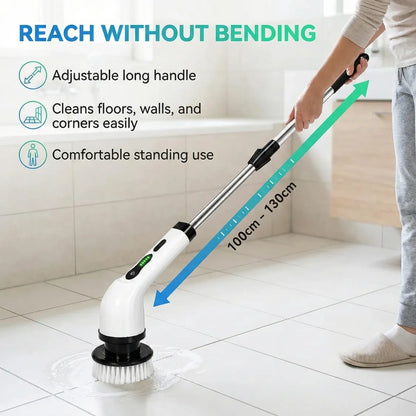 7-in-1 Electric Spin Scrubber Cleaning Brush with Extension Handle (1 Set)