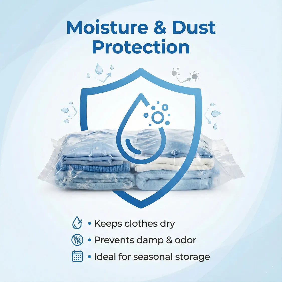 Vacuum Storage Bags with Suction Pump & Shirt clips - Vacuum Bags - Big Capacity Vacuum Seal Bags for Travel Clothes Blankets Pillows, Compression Bags | Space Saver Vacuum Storage Bags (5 Pcs Set)