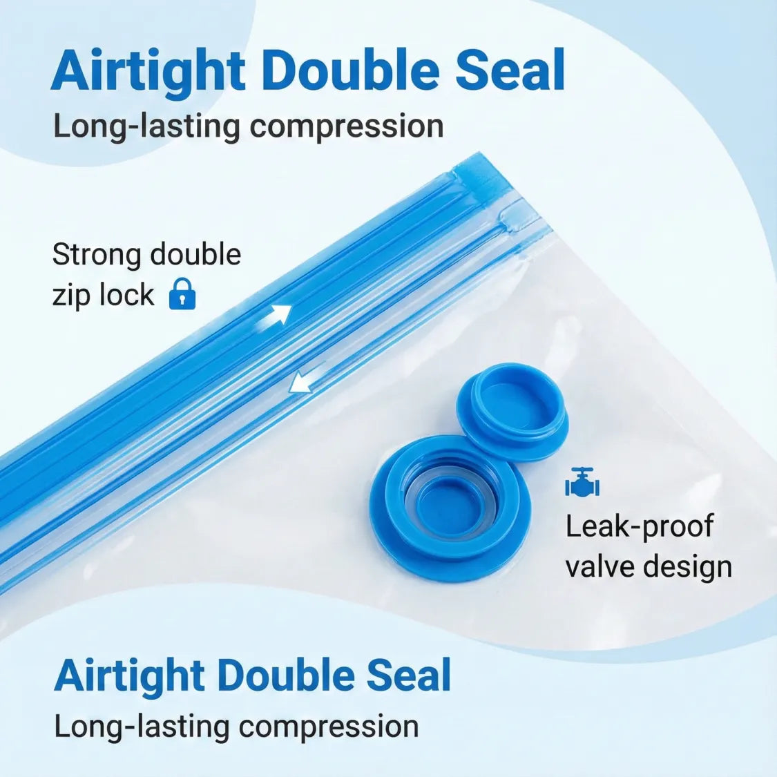 Vacuum Storage Bags with Suction Pump & Shirt clips - Vacuum Bags - Big Capacity Vacuum Seal Bags for Travel Clothes Blankets Pillows, Compression Bags | Space Saver Vacuum Storage Bags (5 Pcs Set)