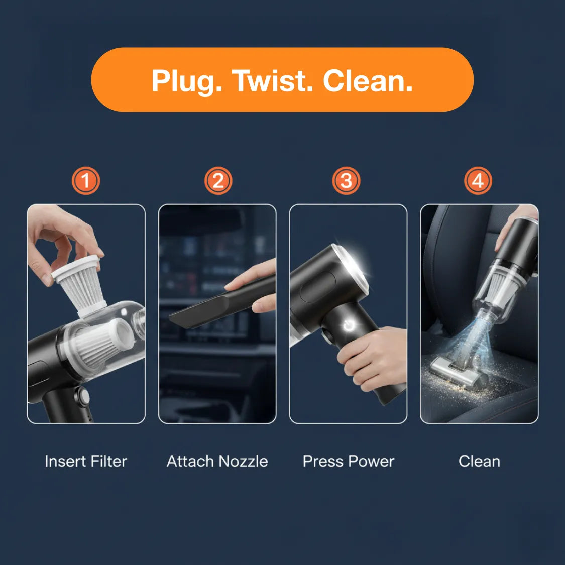 3 in 1 Mini Car Vacuum – Wireless, Rechargeable, Blower & Dust Cleaner for Car & Home