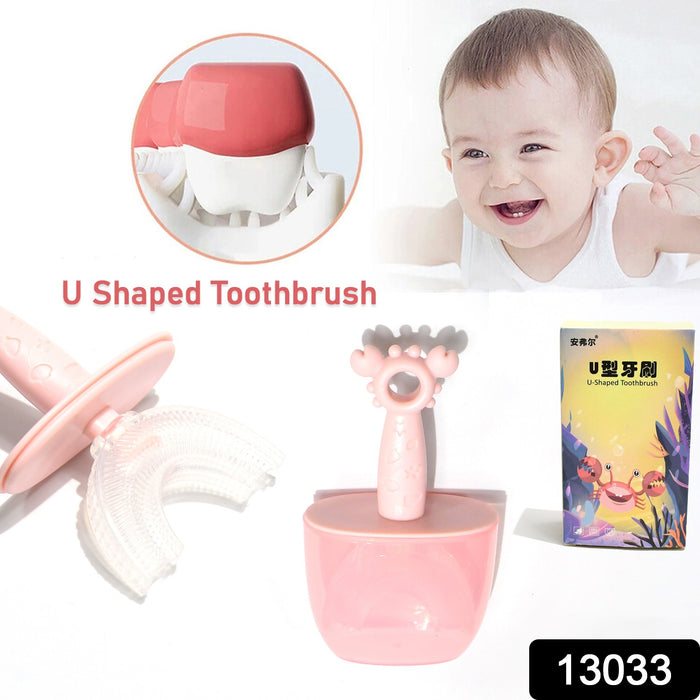 Kids U Shaped Toothbrush Children Baby Silicone Kids Toothbrush U Shaped Silicone Brush Head for 360 Degree Cleaning Suitable For 2-6 Years (1 Pc)