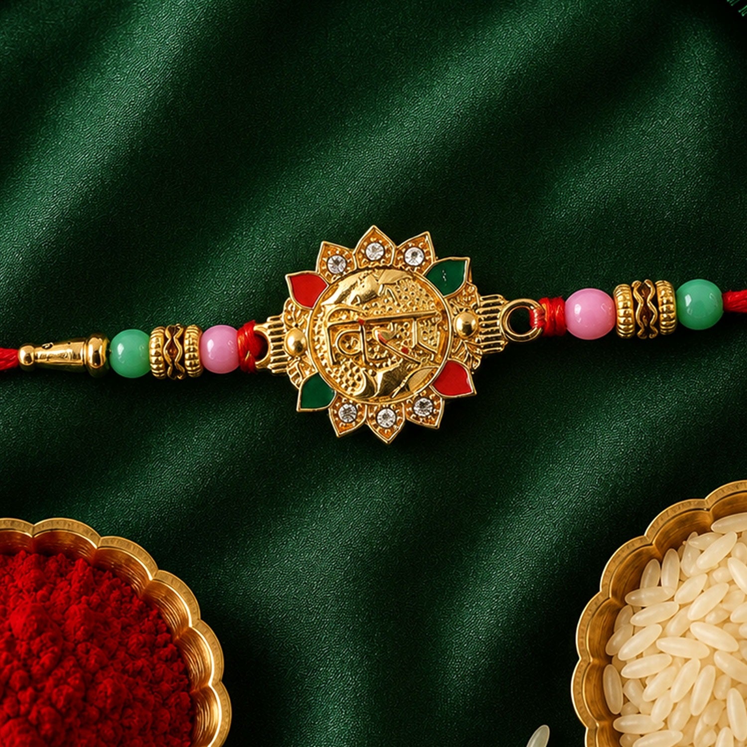 Veera Charm Beaded Rakhi for Brother, displayed on a clean background.