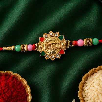 Veera Charm Beaded Rakhi for Brother, displayed on a clean background.