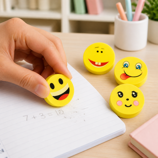 Emoji Eraser Set – Colorful 4pc Fun for Kids' School | DeoDap