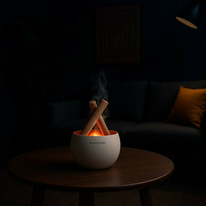 Campfire Flame Aroma Diffuser with LED Light & Mist | Stylish Home Humidifier