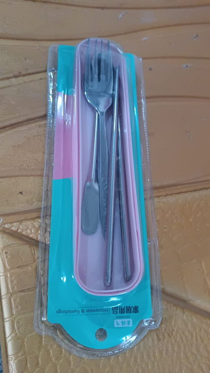 Portable Utensils Travel Camping Cutlery Set 4 Pc With case