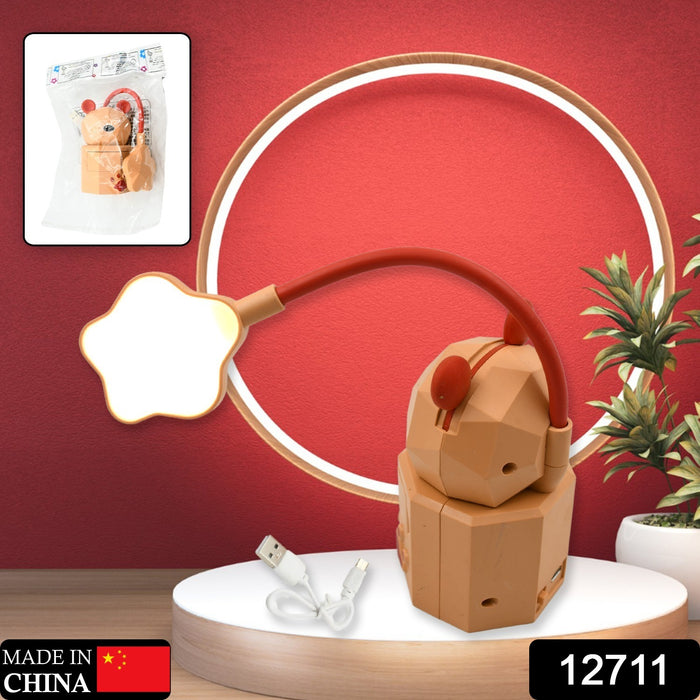12711 Desk lamp, Cartoon USB Charging Multifunctional Reading lamp with Mobile stand and Eye Protecting yellow light