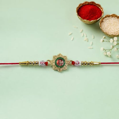 Veera, OM Rakhi for Brother with Pooja Thali - Raksha Bandhan Gift Set, Pack of 7
