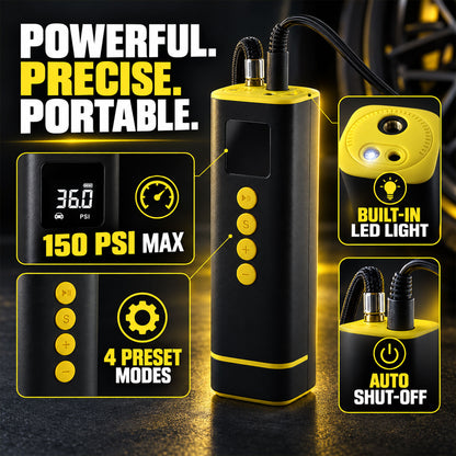 Portable Electric Car Tyre Air Pump with Digital Display and Light (1 Set)