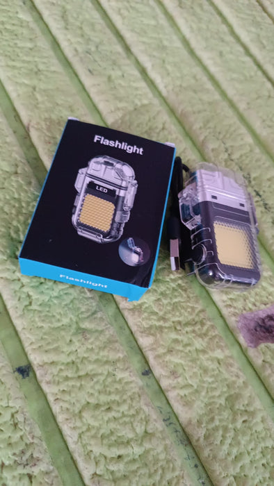 USB Rechargeable Electric Lighter & 3 Modes COB Flashlight (1 Pc)