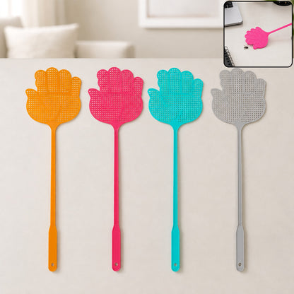Long Handle Plastic Fly Swatter Set for Home and Kitchen (4 Pc)