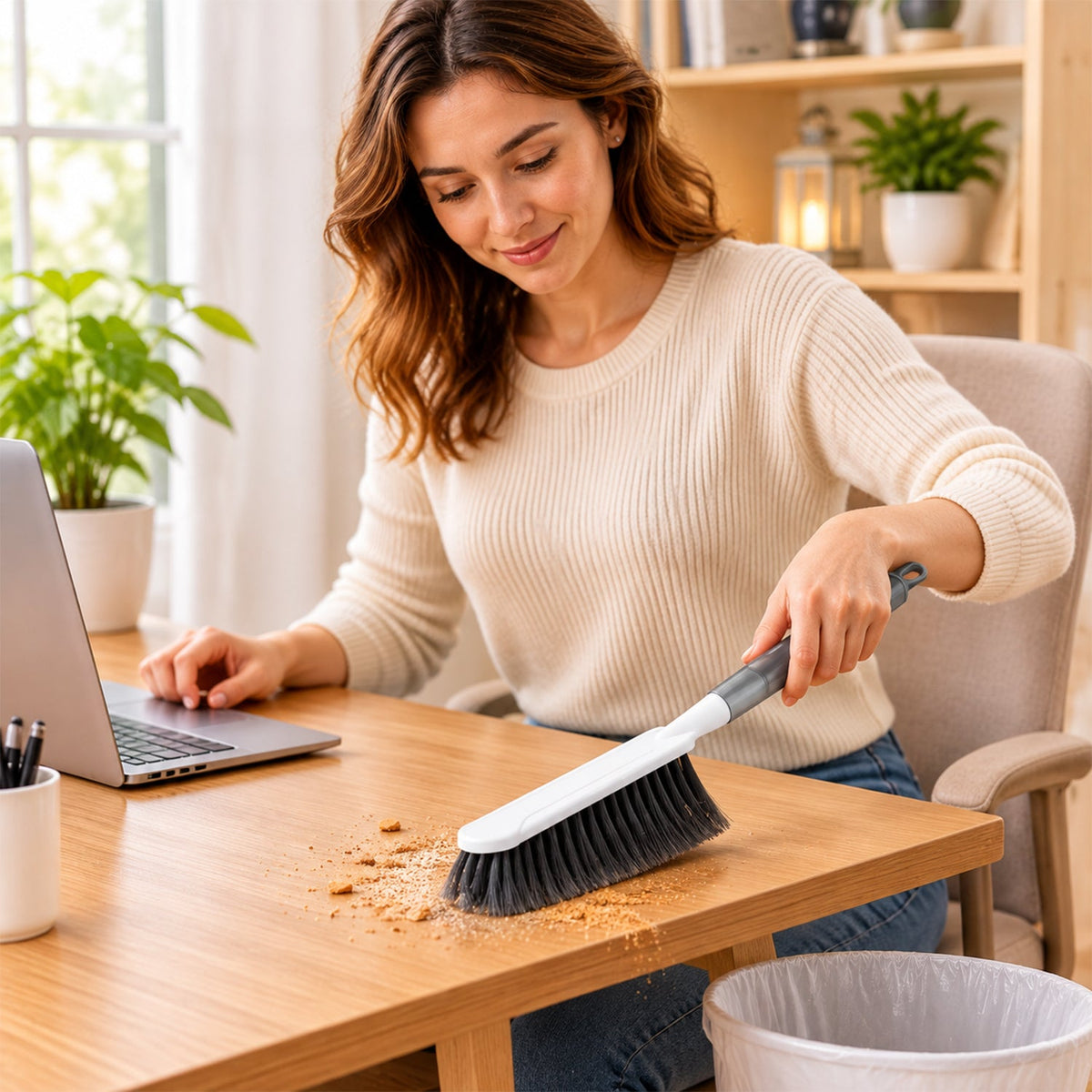 Household Cleaning Hand Brush with Soft Bristles and Grip (1 Pc, 36x8 Cm)