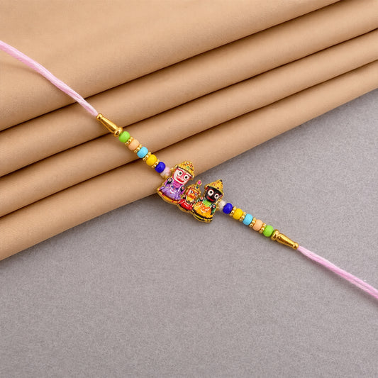 Lord Jagannath Designer Rakhi with Colorful Beads (1 Pc)