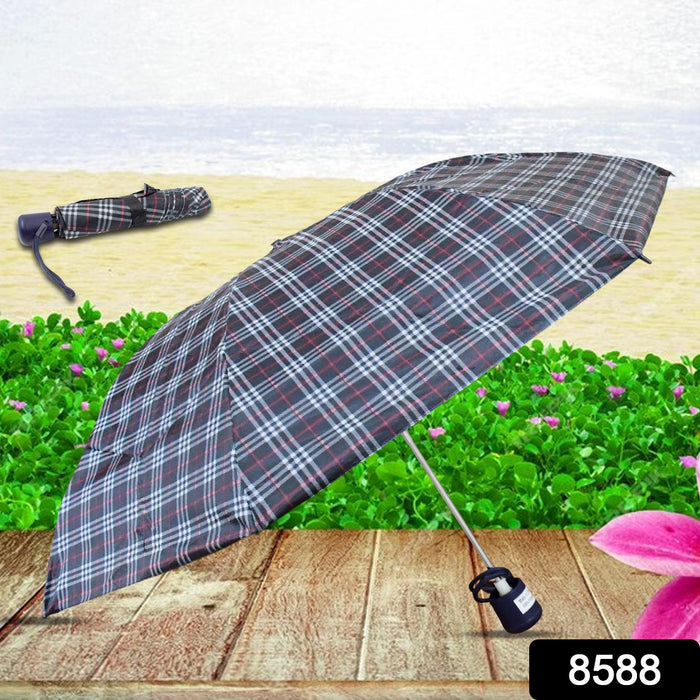 3-Fold Sun & Rain Protective Solid Foldable Umbrella, (1 Pc)