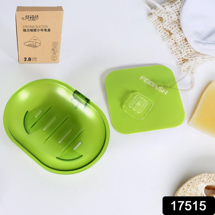 17515 Plastic Soap Dish Holder for Bathroom Shower Wall Mounted Self Adhesive Soap Holder Saver Tray-Plastic Sponge Holder for Kitchen Storage Rack Soap Box, Bathroom
