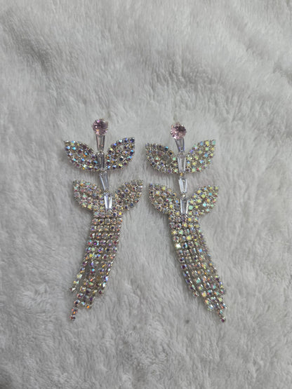 Crystal Leaf Drop Earrings for Women Elegant Party Wear Jewellery