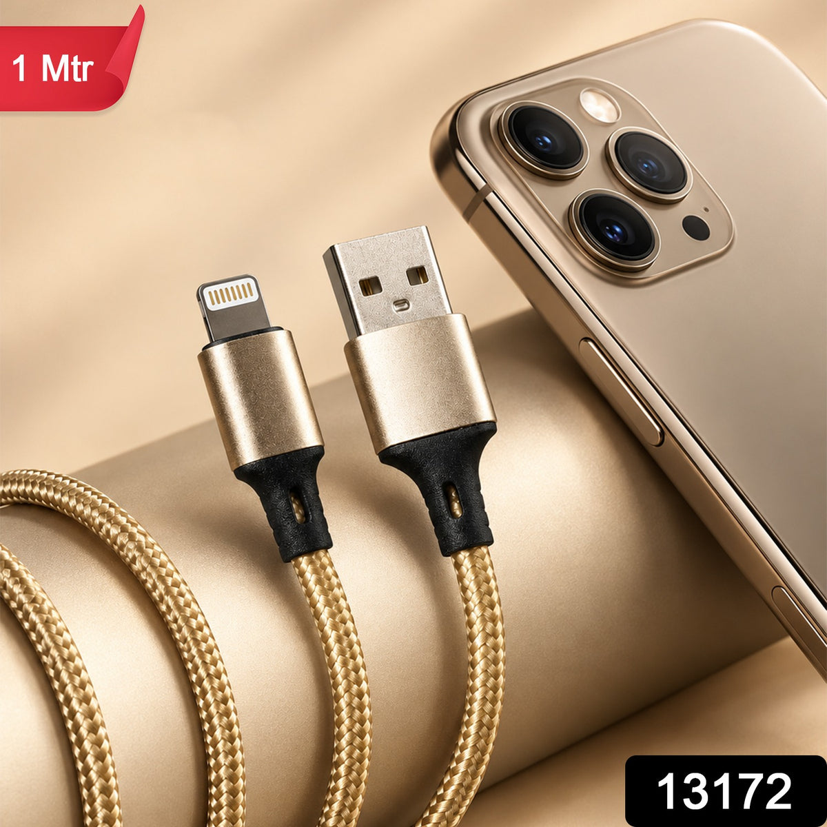 Braided Lightning Charging Cable for iPhone, 1 Meter Fast Charge Cable (1 Pc)